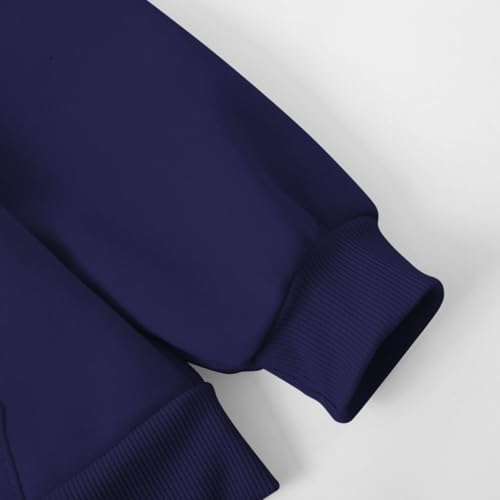 Kids Pullover Hoodies Plain Cute Hoodie Sweatshirts Oversized Thin Lightweight School Tops Clothes (Navy, 5-6 Years)4