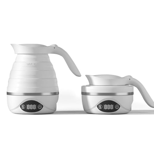 Funito Collapsible Travel Kettle Electric Portable Foldable Kettle for Boiling Water Suitable for 110V & 220V Dual Voltage for Tea & Coffee 850W Small Mini BPA-free Silicone