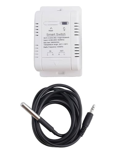 RichVibe Sensor de temperatura con 433 MHz RF, 16 A/20 A AC85-250 V relé para monitoreo y control de termostato Tuya, color blanco