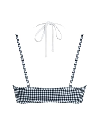 Image of ZAFUL Women's Polka Dot Bikini Tops Double Layer Halter Swimsuit Top Color Block Bathing Suit Top Only