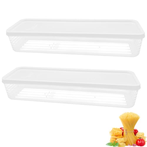 MEIYAXINWIN 2 unidades de almacenamiento para espaguetis reclinable, recipiente de almacenamiento de pasta transparente con tapa, sin BPA, recipiente para pasta de espaguetis para pasta, cereales,