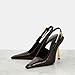 THESHY Women's Slingback Stiletto High Heels Square Toe Metal Buckle Pumps Backless Patent Leather Fashion Dress Shoes for Women Coffee