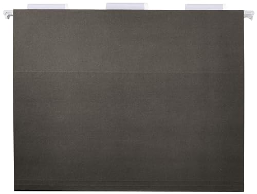 Image of Amazon Basics Hanging File Folders with Adjustable Tabs for Document Organization, Letter Size, 8.5x11 inches, Black, 25-Pack