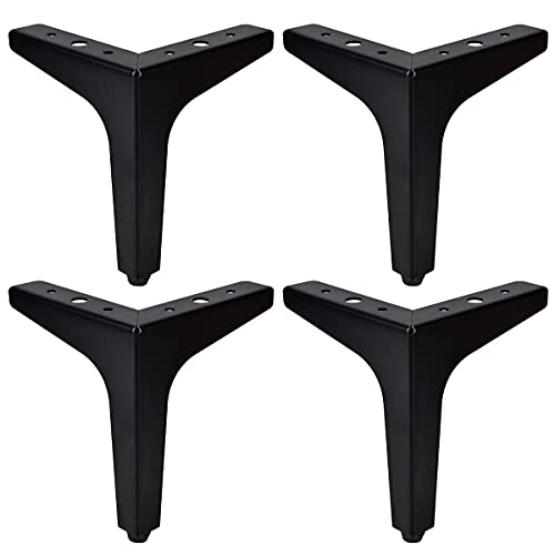 13.5CM Pieds De Meubles en Métal, Tchosuz Lot de 4 Pieds De Table Triangulaires en Fer avec Vis,Remplacement Pieds De Lit Métallique pour Canapé Chaise Cabinet Fauteuil Armoire Meuble TV,Noir Cover