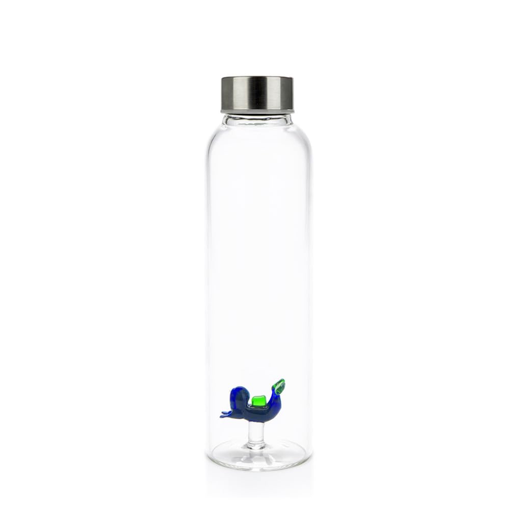 Balvi Scuba Bottle For Water 05 Lts Stainless Steel Cap Ideal For Nightstand And Office Borosilicate