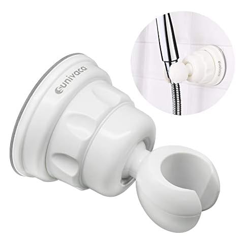 Sunivaca Shower Head Holders, Suction Shower Head Holder Replacement, Adjustable Shower Holder Bracket, Strong Suction Power, No Drilling & Easy to Install - White Cover