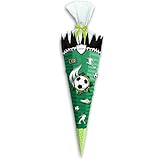 Ursus 9870020 - Schultüten-Bastelset Easy Line Fußballspiel, Grün, 6-eckig, vorgestanzte 3D-Colorwellpappe, 68 cm, Durchmesser ca. 20 cm, zum Basteln einer individuellen Zuckertüte