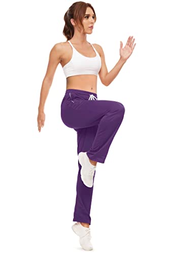 Boladeci Womens Lightweight Breathable 3D Mesh Sweatpants With Zipper Pockets Elastic Waist Drawstring Quick Dry Comfy Open Bottom Running Workout Gym Sports Athletic Track Pants Purple Size Xs #TOP3