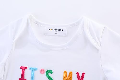 Mud Kingdom Little Girls Birthday Outfit Embroidered T-Shirt and Tutu Skirt Set with Unicorn Headband2