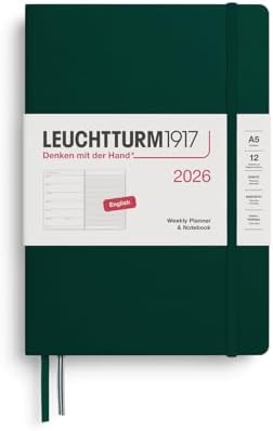 LEUCHTTURM1917 372658 Weekly Calendar & Notebook Medium (A5) 2026, Forest Green, English image 2