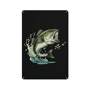 Asbwuo Bass Fishing Metall Blechschild 8x12in