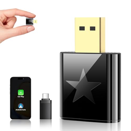 2-en-1 Adaptateur CarPlay sans Fil, Compatible avec Apple CarPlay & Android Auto, Passez du Câblé au sans Fil, Plug & Play, Connexion Rapide, sans Latence, Design Compact et Élégant