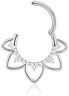 Lantine Minimalist Lotus Flower Septum Ring Surgical Steel Gold H...