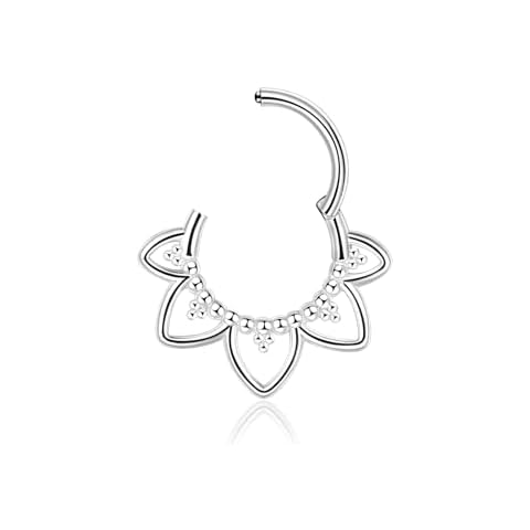 16G Stainless Steel Lotus Flower Piercing Hoop Cover