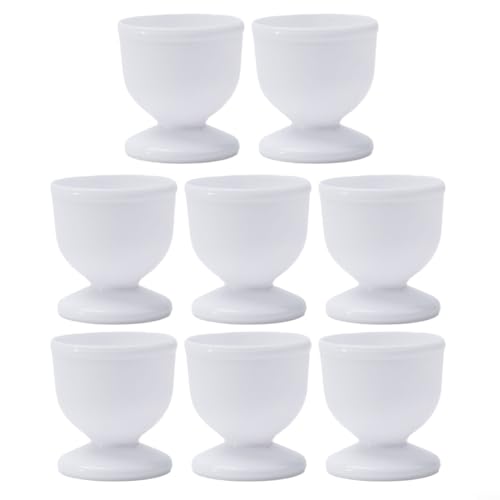 4/8PCS Egg Cup Stand Holder Hard Soft Boiled Eggs Rack Cups White (8pcs)