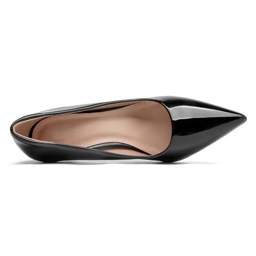 Image of Women's Low Kitten Heel Pumps Classic Fashion Dress Pumps Simple Heeled Shoes for Office Work