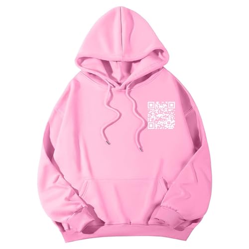 Funny Fu QR Code Hoodie Unisex QR Scan Code Joke Sweatshirt - Medium Pink