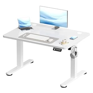 Devoko Elektrisch Höhenverstellbarer Schreibtisch 100 x 60cm, Stabiler Schreibtisch Höhenverstellbar Tisch, Steh-Sitz Bürotisch, Computertisch mit Memory-Funktion, Stehpult, Standing Desk, Weiß