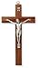 Produktbild 25cm Mahogany Wall Hanging Wood Crucifix Cross Silver Jesus 10591