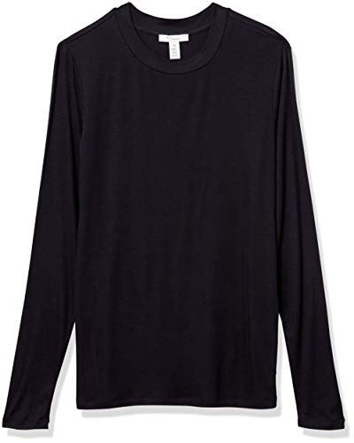 Amazon Brand - Daily Ritual Women's Fluid Knit Long-Sleeve Crewneck Shirt , Navy,Large