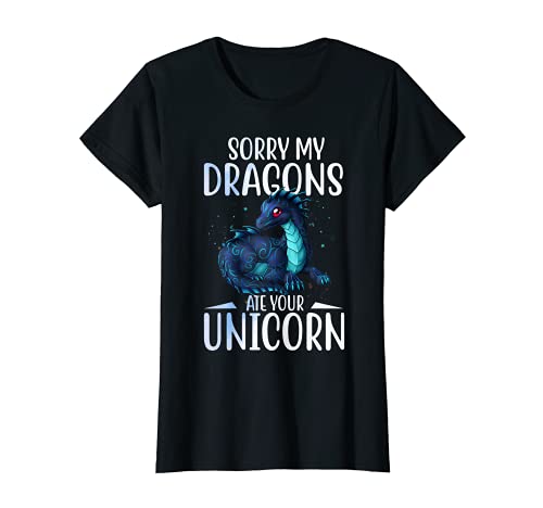 Sorry My Dragon Ate Your Unicorn Divertente Camicia Regalo Donna Maglietta
