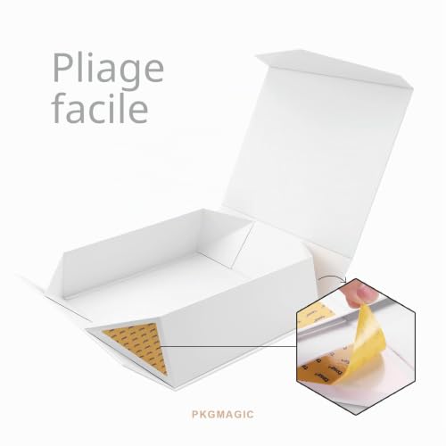 PKGMAGIC Grande Boîte Cadeau Blanc,43,2 x 36,8 x 14 CM, Boîte Cadeau avec Magnétique Couvercle, Boîte Cadeau Vide pour Vacances, Mariage, Anniversaire – vue 5