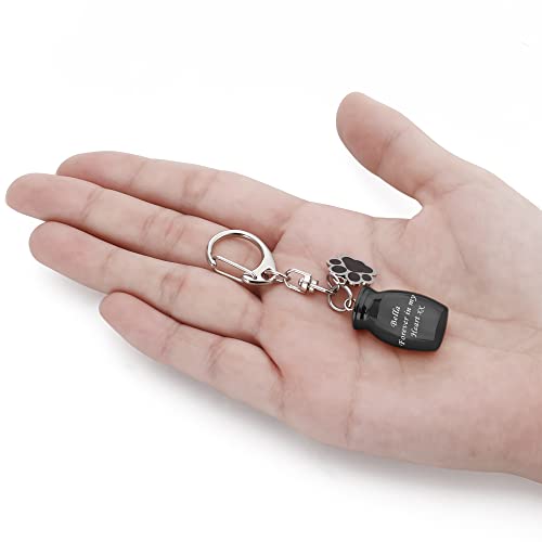 Atdesk Personalized Cremation Urn Keychain, Dog Urns For Ashes Stainless Steel Pet Paw Print Ashes Holder, Memorial Ashes Jewelry Keepsake Pendant For Dog Cat (Black, Design Your Own) #TOP7