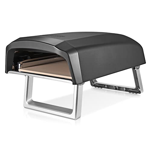 Commercial Chef Outdoor Gas Pizza Oven – Portable Propane Pizza Maker with Door, Peel, Stone, Cutter, and Cover - L-Shaped Burner, Foldable Legs