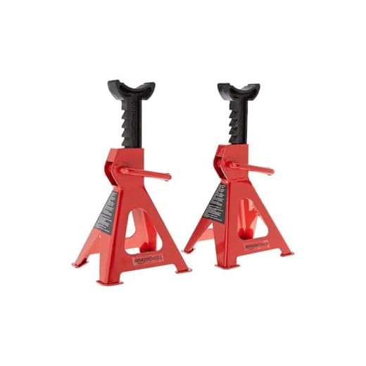 Amazon Basics Steel Jack Auto Stands, 3 Ton Capacity, 1 Pair, Black and Red