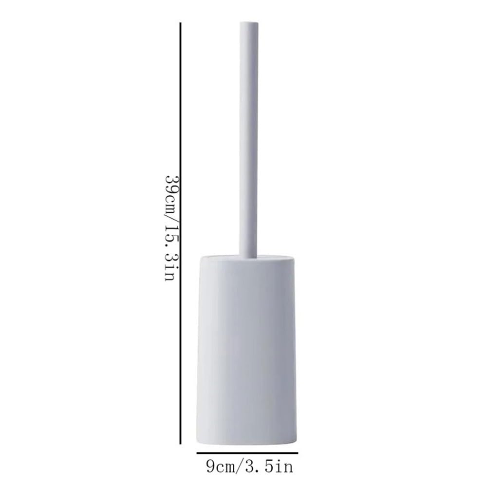 Cepillo de WC de mango largo de plástico, cepillo de inodoro con base y accesorio de baño (Grey)