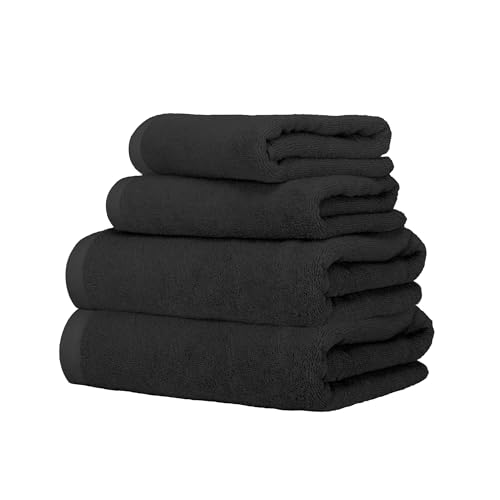 Ruggeri - Set Asciugamani 2 + 2 | Viso + Ospite | 100% Cotone Extra Morbido 500 gr - Let's Color! (Nero)