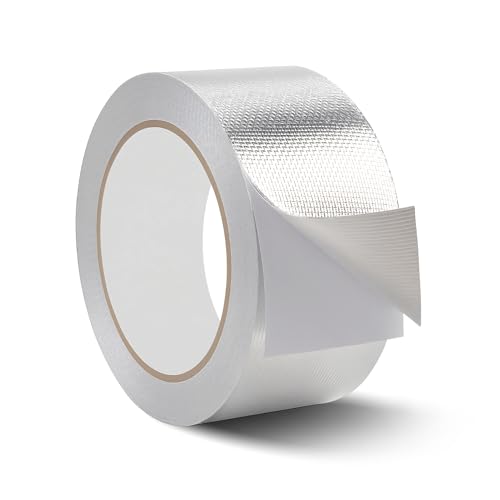 BosuLai Ruban Adhésif Aluminium, 50 mm x 20 m Aluminium Haute Temperature, Ruban Scellant Métallique En Aluminiums, Isolation & Barrière contre Vapeur pour Lave-vaisselle, Plan de Travail, Gouttière