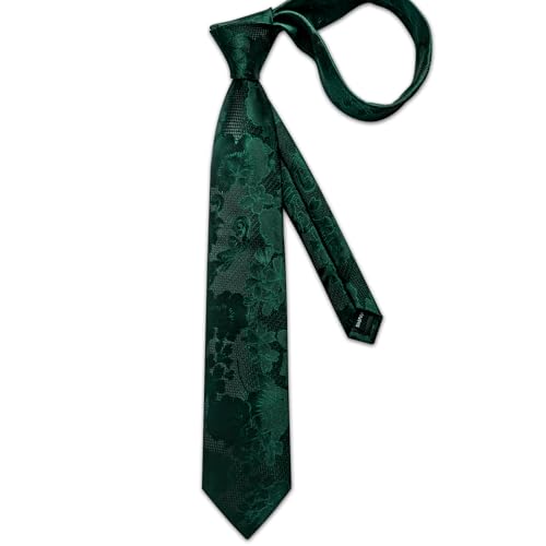 Image of DiBanGu Mens Paisley Tie Sets Silk Jacquard Woven Floral Necktie and Pocket Square Cufflinks Wedding Business Party