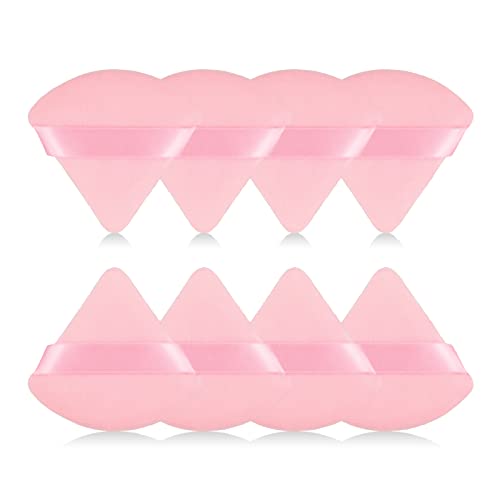 RAREIUS 8Pcs of Triangular Powder Puff Makeup Sponges, Made of Super-soft Velvet, Designed for Contouring, Eye, and Corner, Beauty Blender Foundation Mixing Container.(Black)