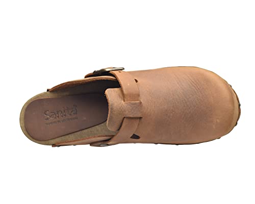Sanita Kristel Damen Clogs aus Leder und Holz, handgefertigt