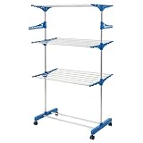 Varal de Chão Organizador Retrátil Dobrável 3 Andares Compacto e Rodinhas para Roupas Íntimas Ideal para Apartamento Premium