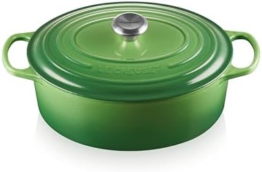 Le Creuset Signature żeliwne naczynie do pieczenia z pokrywką, Ø 27 cm, owalne, do wszystkich rodzajów kuchenek i indukcyjnych, pojemność: 4,1 l, 4,425 kg, Marsylia