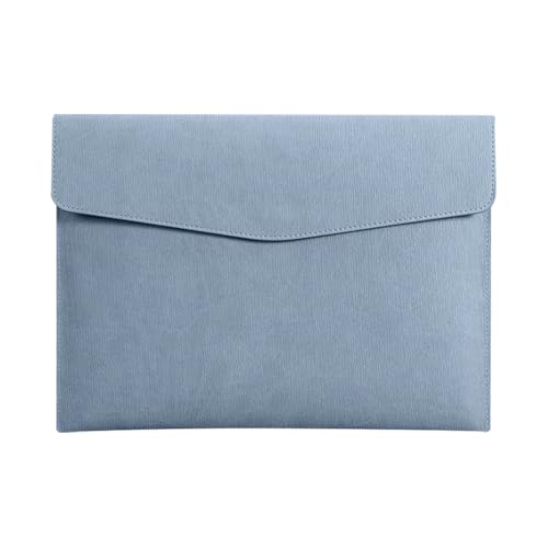 Pasta envelope de couro PU A4 bolsa de documentos portátil organizador de arquivos de viagem bolsos de armazenamento de documentos bolsas de arquivo mangas com botão de pressão para escritório azul