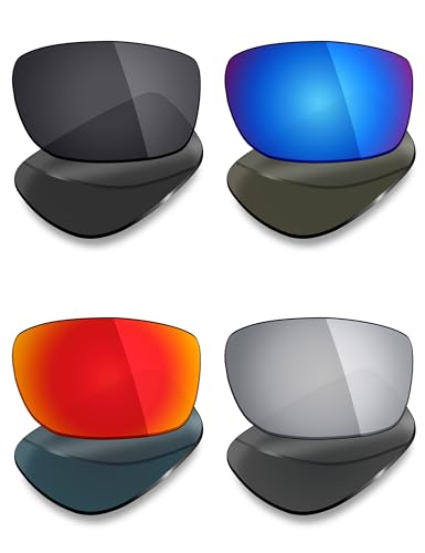 Mryok 4 Pair Polarized Replacement Lenses for Ray-Ban Balorama RB4089 62mm Sunglass - Stealth Black/Fire Red/Ice Blue/Silver Titanium