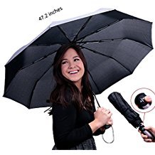 Travella Compact Umbrella Windproof Canopy Super Strong Premium Waterproof Fabric Auto Open and Close