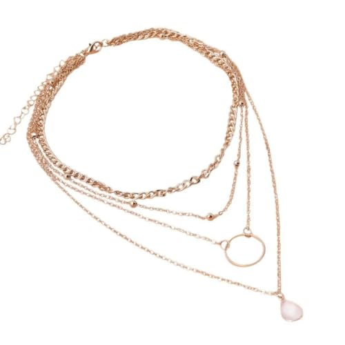 Collier strass multicouche anti-torsion pour décolleté plongeant - 2