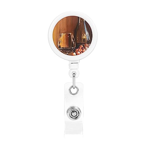 Porte-badge rétractable en verre pour bouteille de vin rouge avec clip de ceinture au dos, porte-badge pour infirmière, travail, bureau, femme et homme