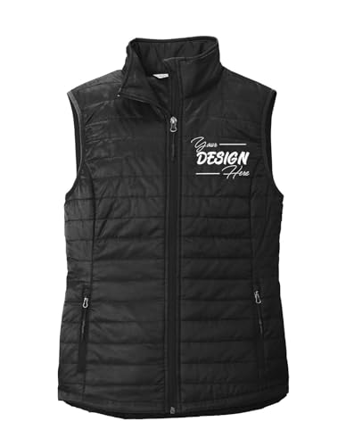 INK STITCH Women L851 Custom Personalized Embroidery Logo Texts Puffer Packable Winter Vests2