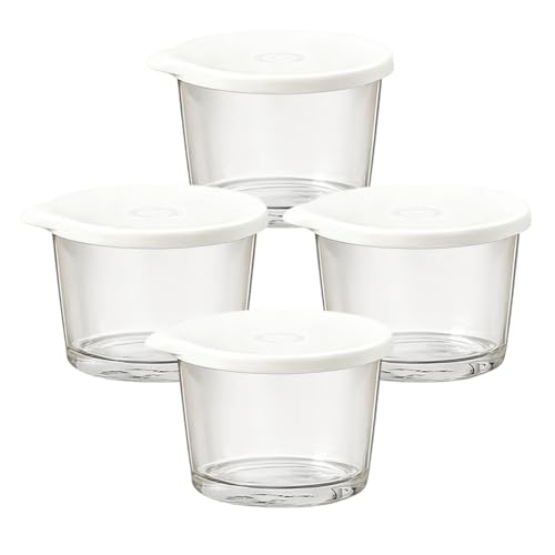 Genérico Cuencos De Vidrio,4 Piezas Tarros De Alimentos Reutilizables | Cuencos De Vidrio Para Mezcla Y Almacenamiento,Para Cocina Hornear Pastelería Refrigerador Congelador Ensalada