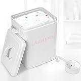 Homaisson Laundry Powder Container, Laundry Detergent Storage Container, Powder Laundry Soap Box, Vintage Style Metal Organizer with Lid and Handy Scoop