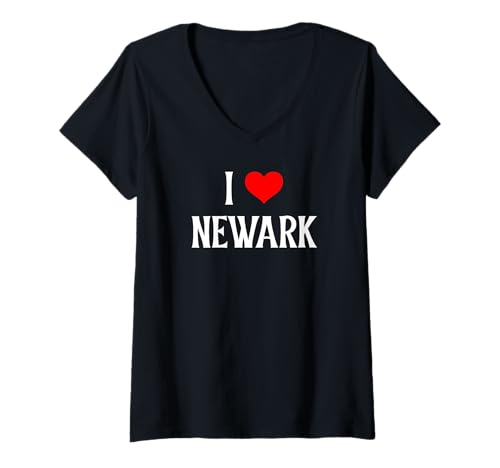 Womens I Love Newark I Heart Newark NJ USA Holiday Travel Souvenir V-Neck T-Shirt