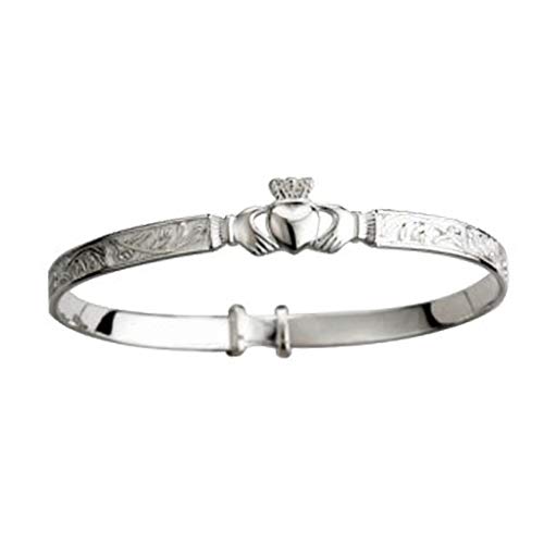 Claddagh Bracelet Made in Ireland Sterling Silver Baby Bangle Style Adjustable Perfect First Gift Made in Co. Dublin by Maker-Partner Solvar