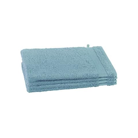 Clarysse Set of 4 Light Blue Face Cloths 100% Combed Cotton Set of 4 Wash Mitts Soft Terry Towelling with Hooks for Hanging Oekotex 100 Standard Size 15 x 21 cm Cover