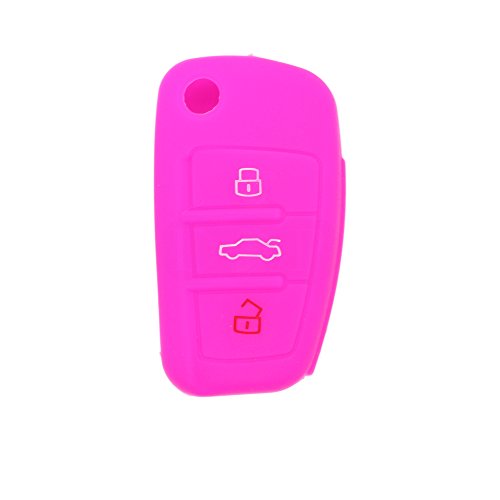 BROVACS Silicone Cover Protector Case Holder Skin Jacket Compatible with AUDI 3 Button Flip Remote Key Fob CV9820 Rose - Image 2