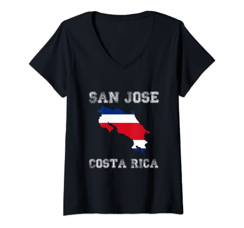 Mujer Diseño de mapa de la bandera de Costa Rica de San José Camiseta Cuello V